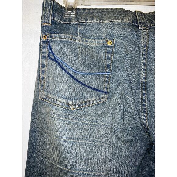 New BISOU BISOU Jeans Women's Size 16 Blue Rhinestone Gems Cuffed Leg Denim Jean - Picture 7 of 8